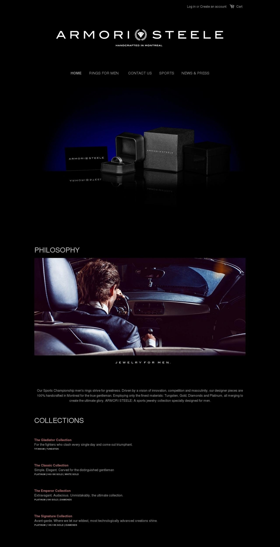 armoristeelejewelry.com shopify website screenshot