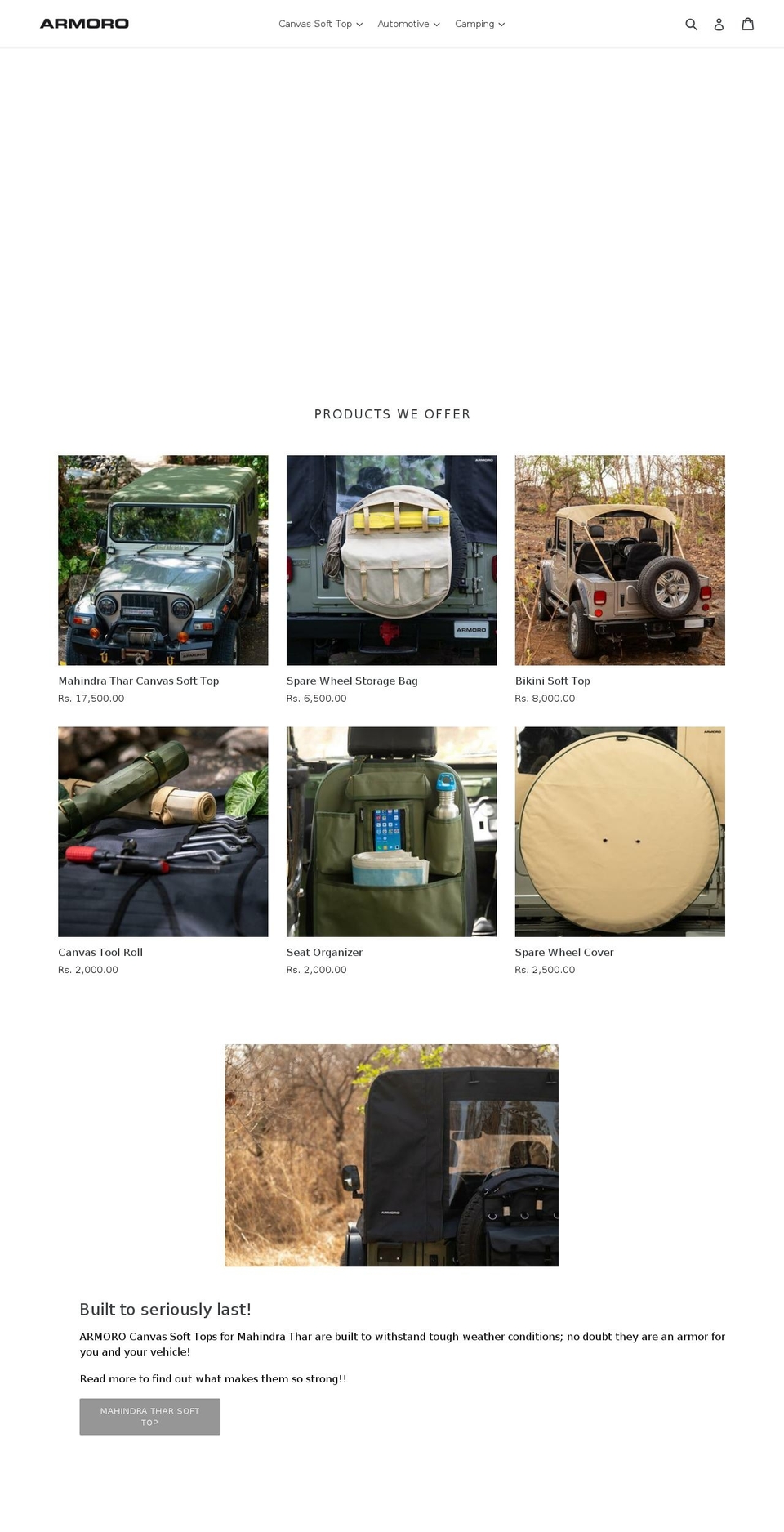 armoro.com — Shopify storefront screenshot
