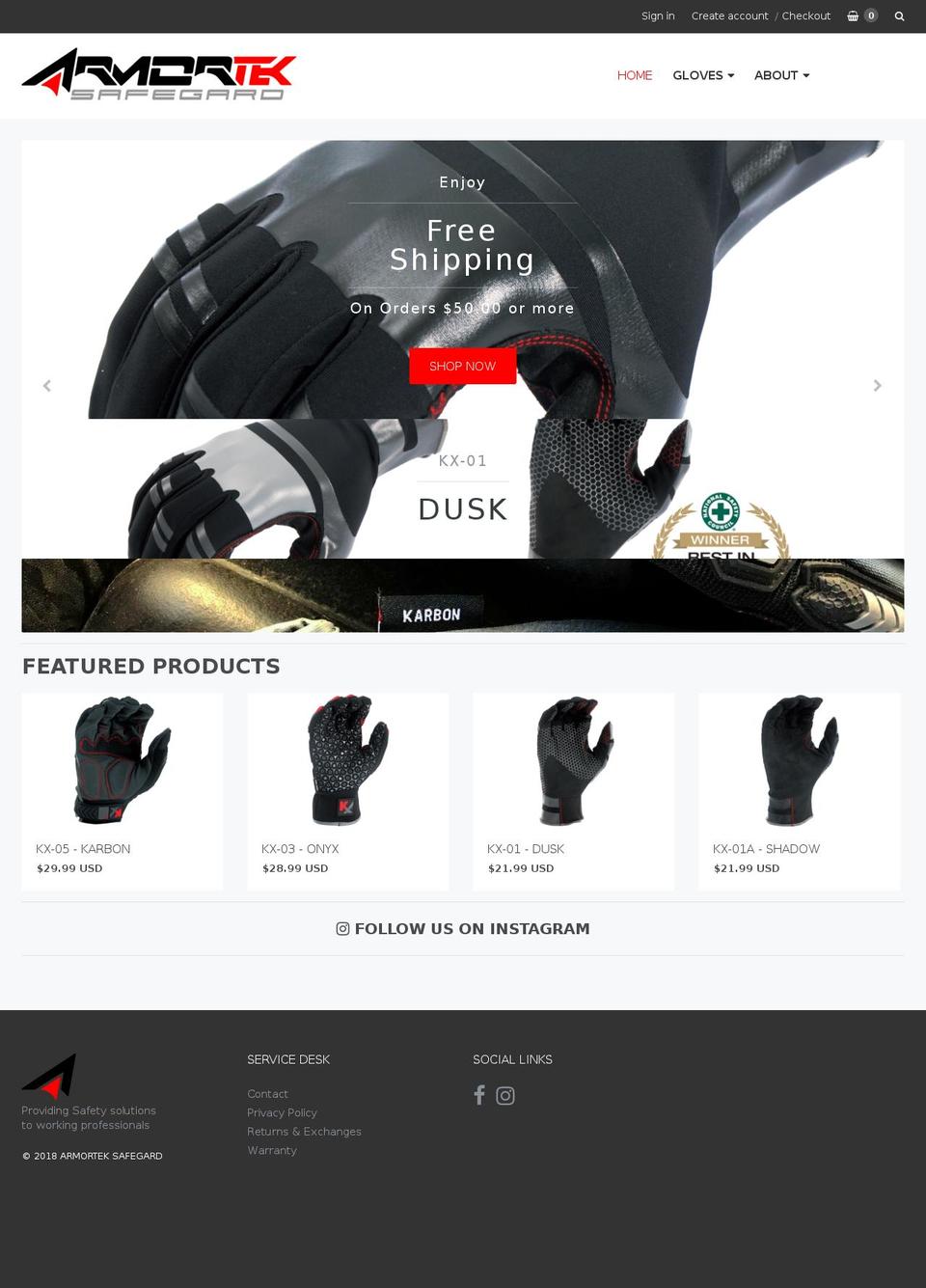 armorteksafegard.com — Shopify storefront screenshot