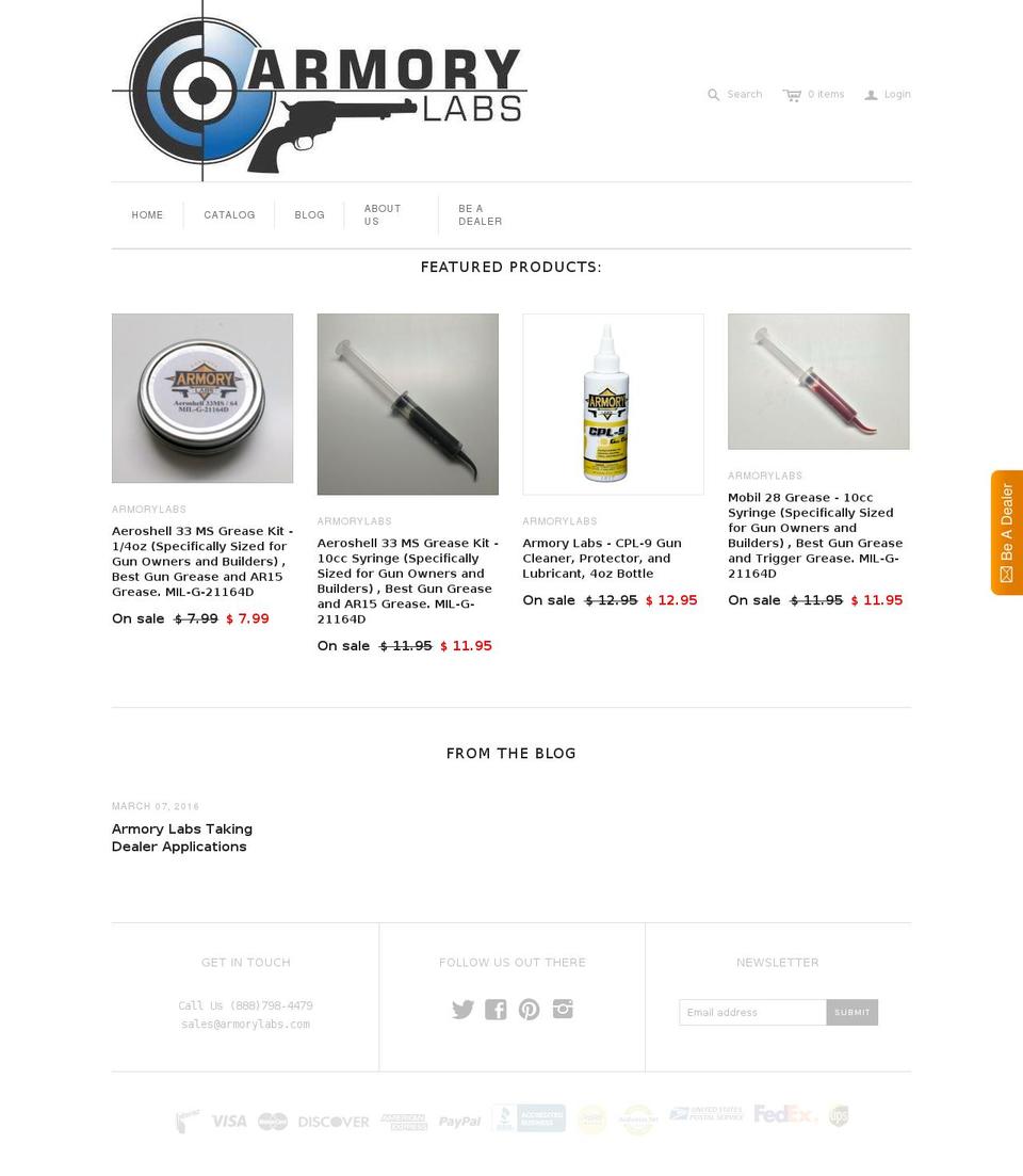 armorylabs.com — Shopify storefront screenshot