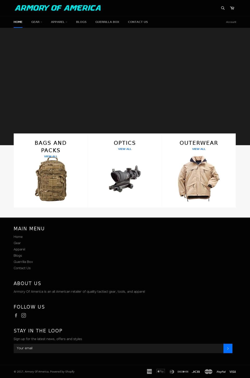 armoryofamerica.com shopify website screenshot