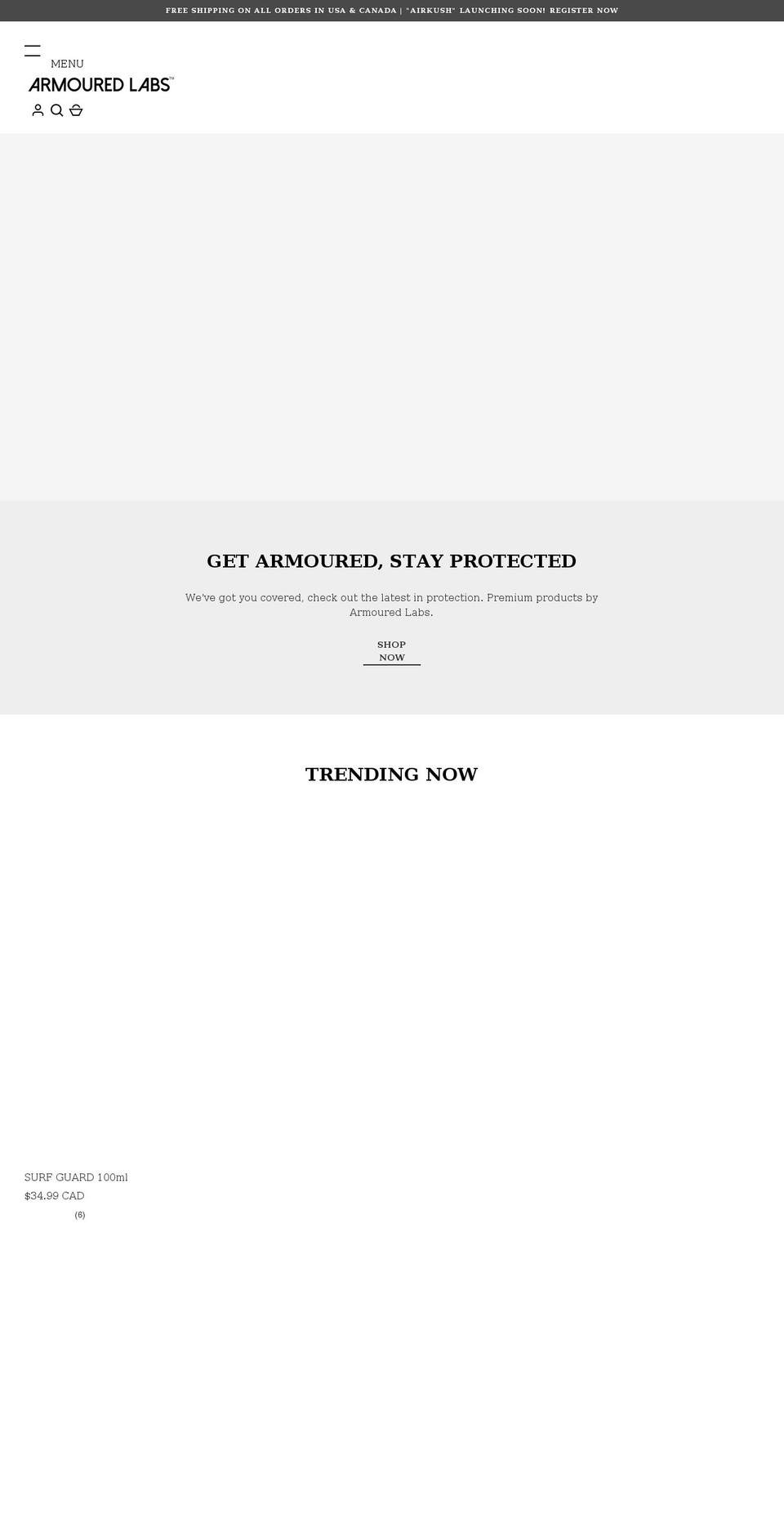 armouredlabs.com shopify website screenshot