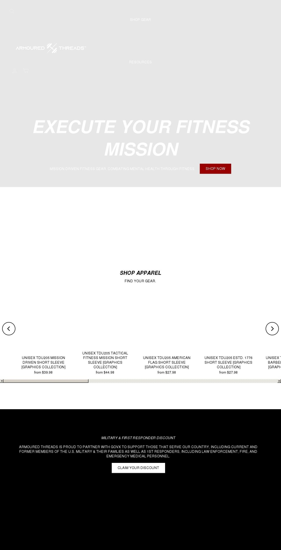 armouredthreads.com shopify website screenshot
