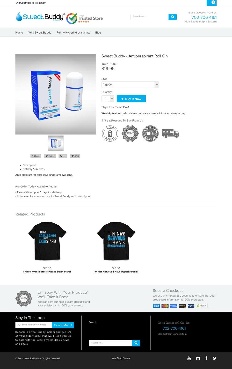 SweatBuddy Shopify theme site example armpitsweating.com