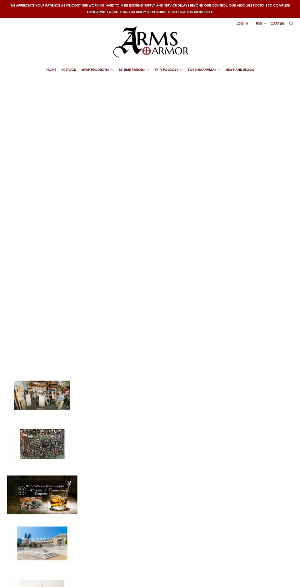 arms-n-armor.com shopify website screenshot