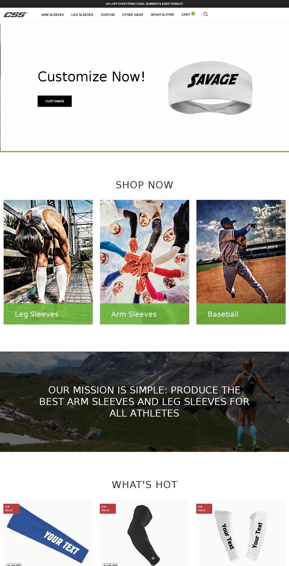 armsleeves.us shopify website screenshot