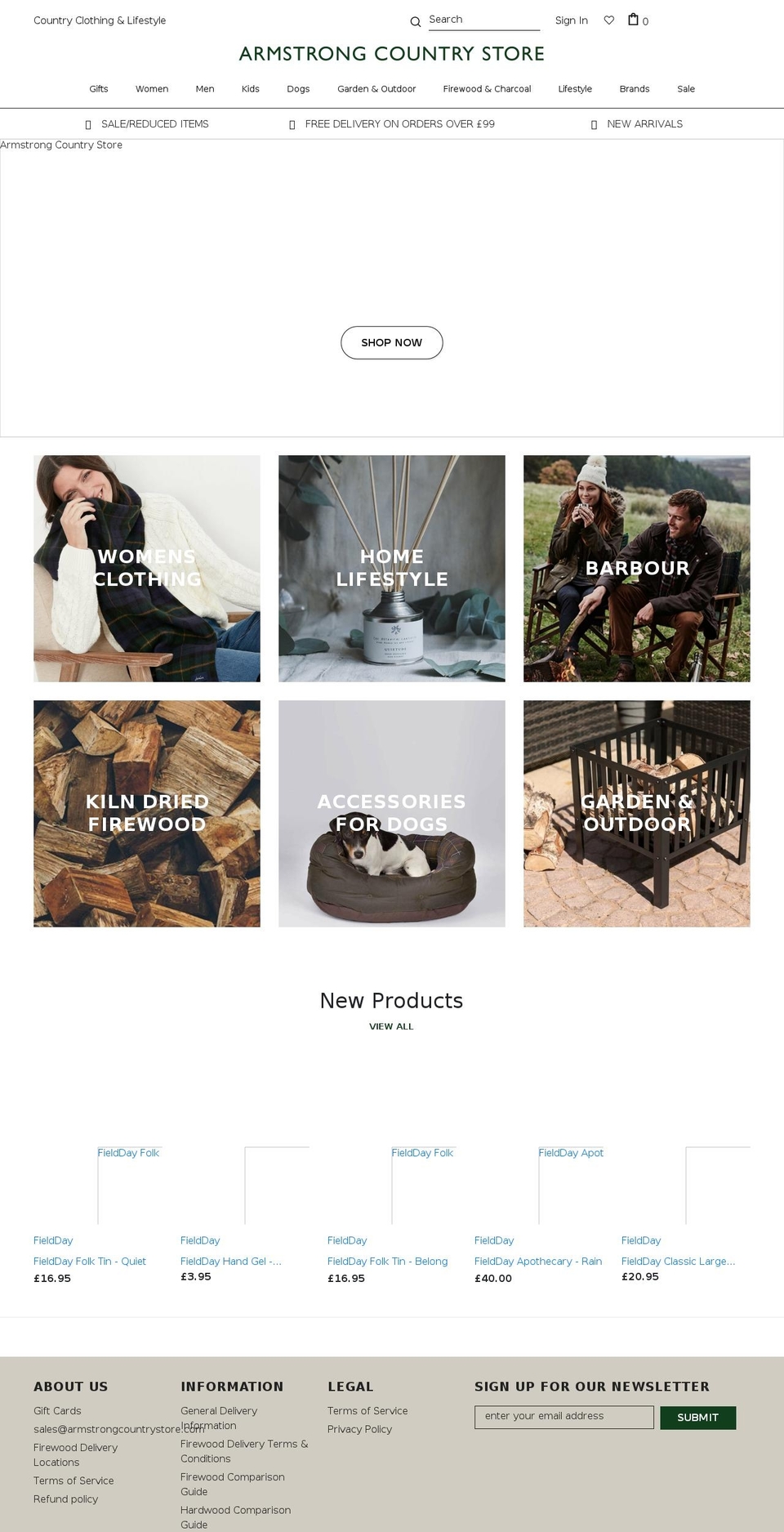 armstrongcountrystore.com shopify website screenshot
