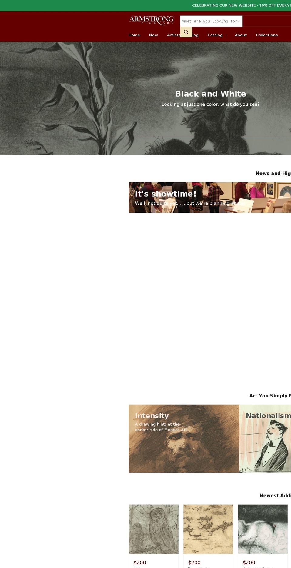 armstrongfineart.com shopify website screenshot