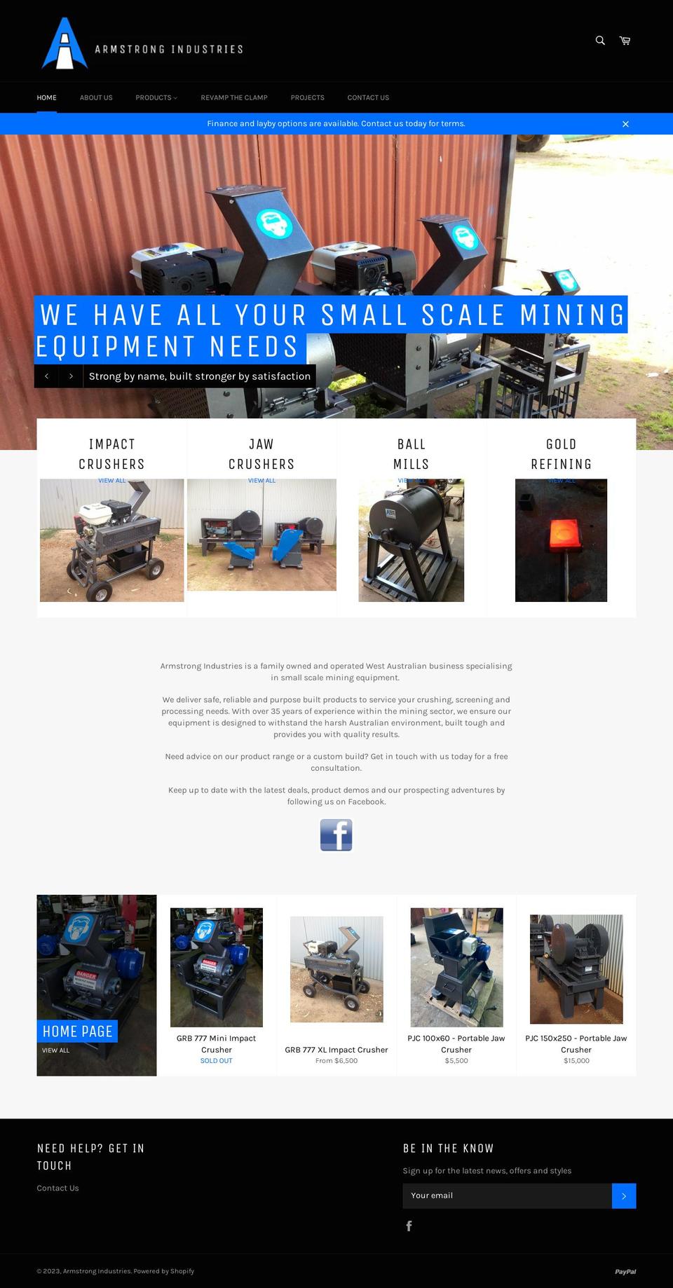 armstrongindustries.com.au shopify website screenshot