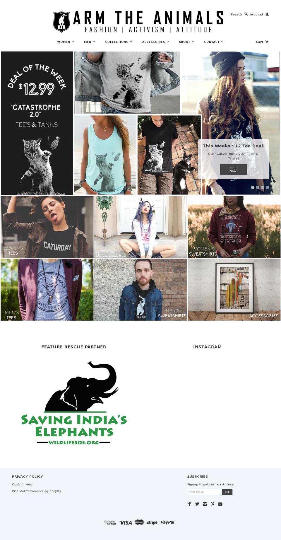 armtheanimals.net shopify website screenshot