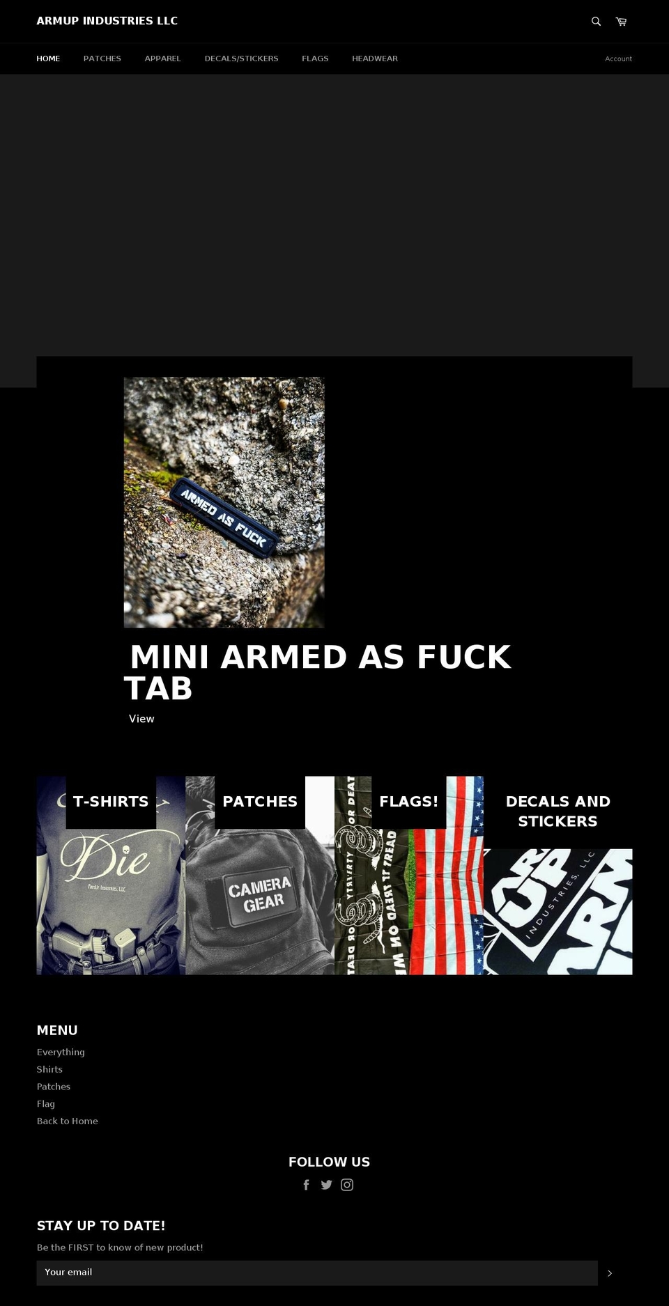 armupindustries.com — Shopify storefront screenshot