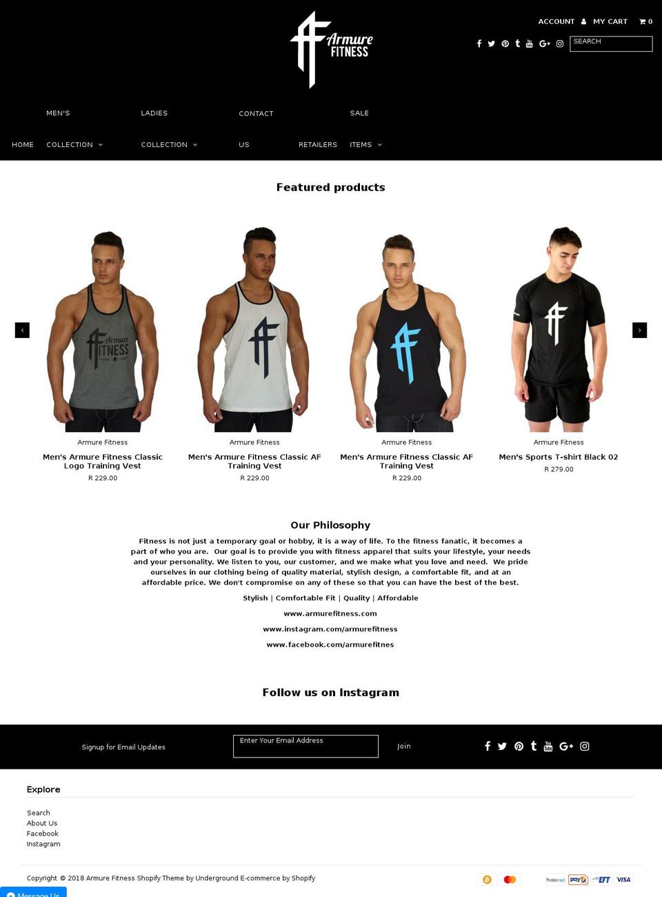 armurefitness.com — Shopify storefront screenshot
