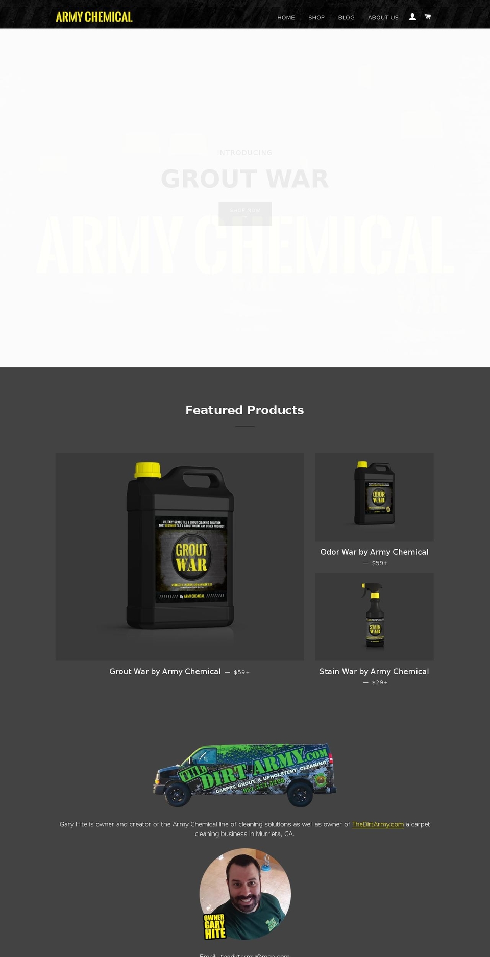 armychemical.com shopify website screenshot