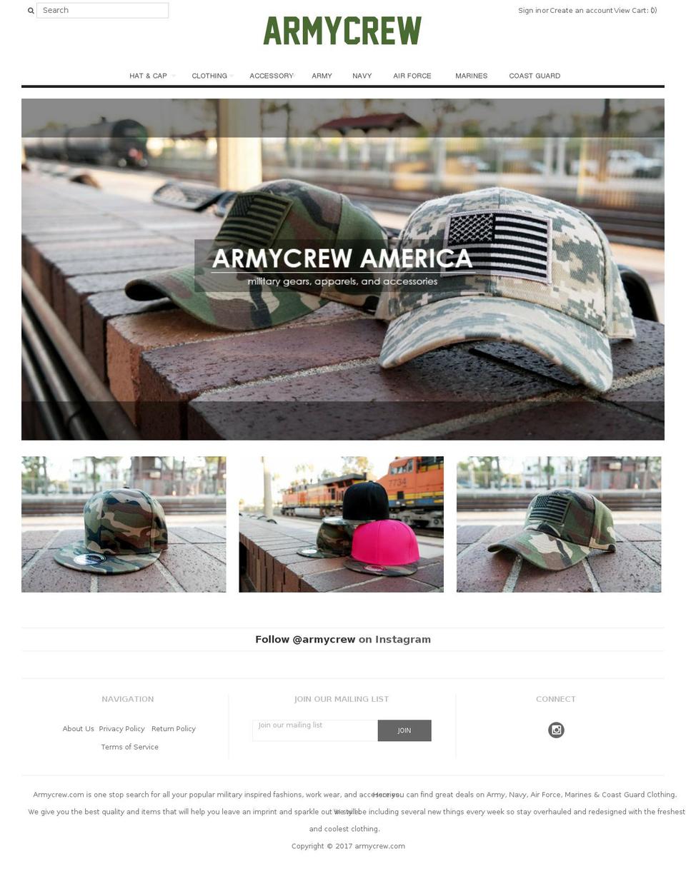 armycrew.com shopify website screenshot