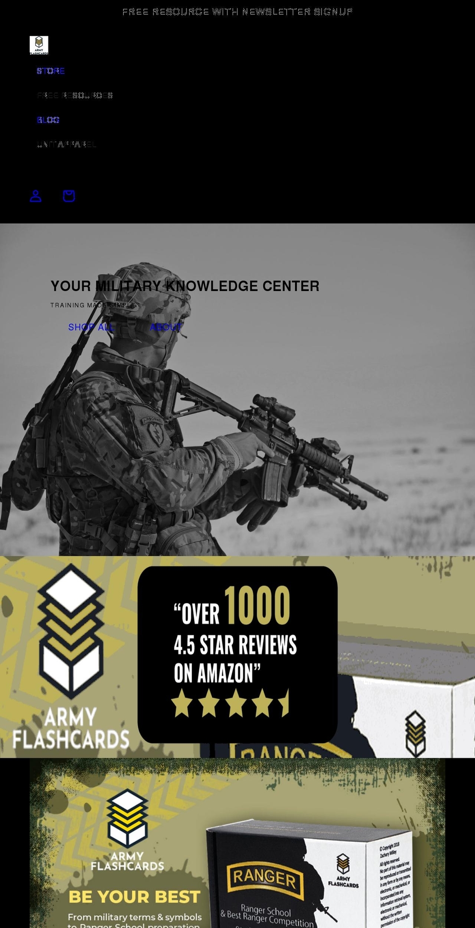 armyflashcards.com — Shopify storefront screenshot