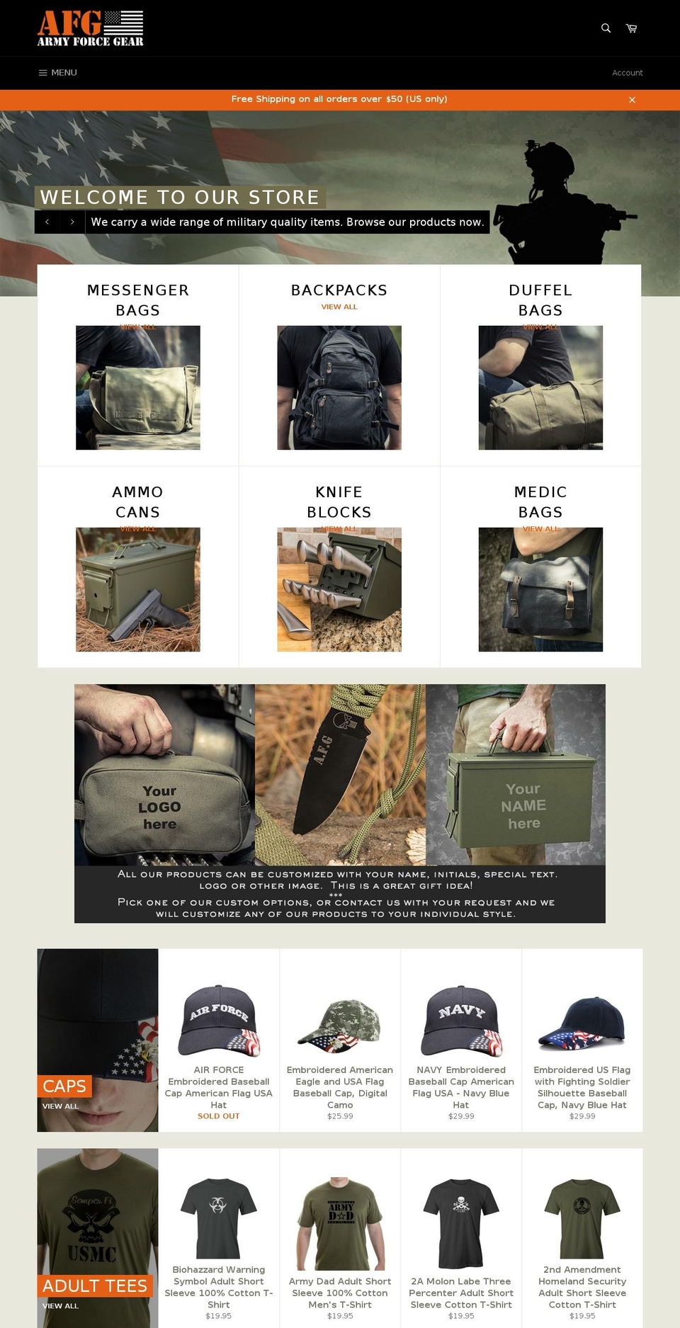 armyforcegear.com shopify website screenshot