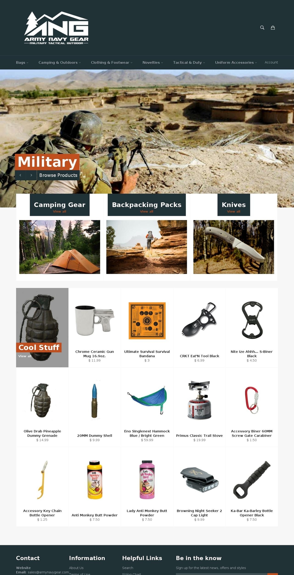 armynavygear.com shopify website screenshot