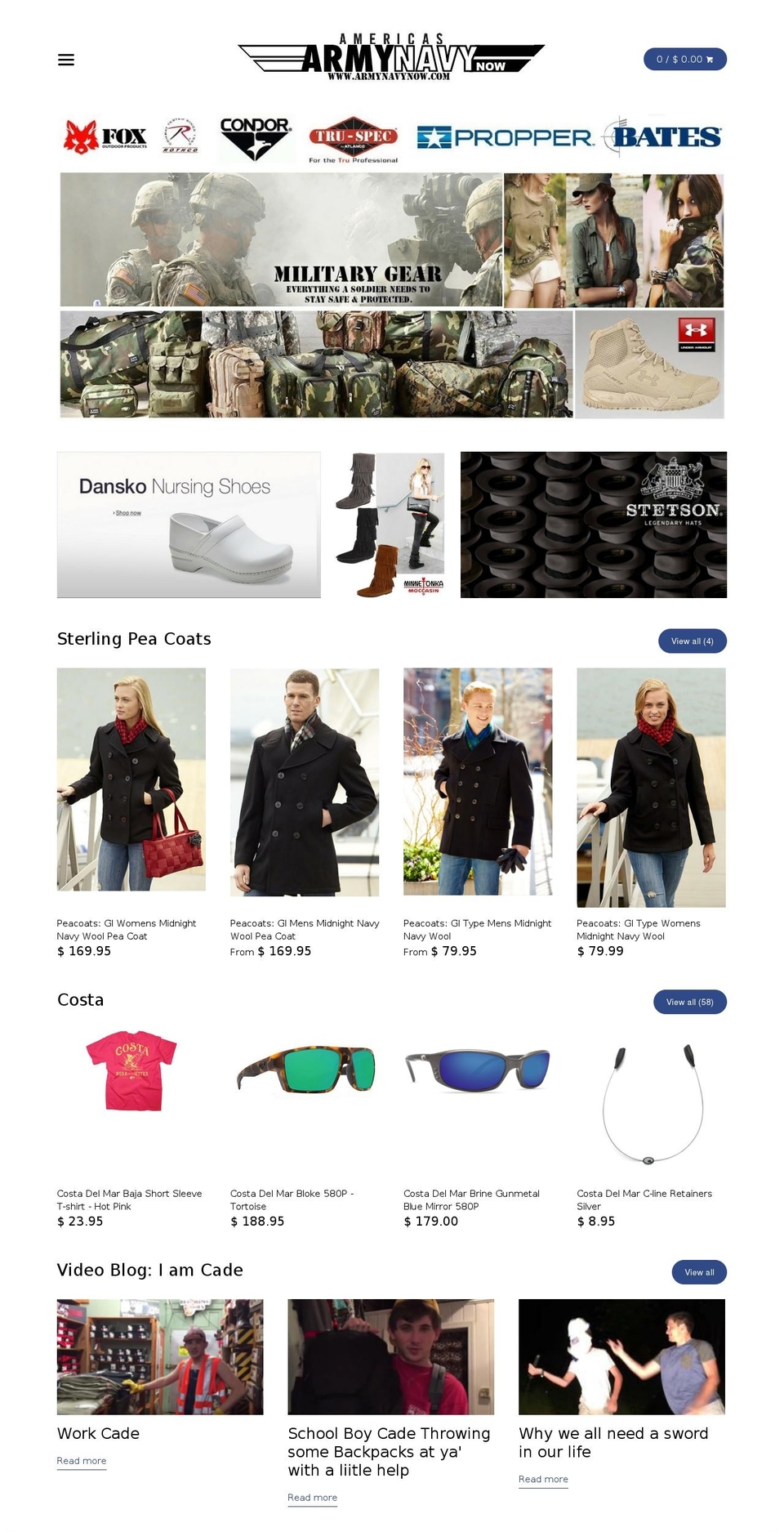 armynavynow.com shopify website screenshot