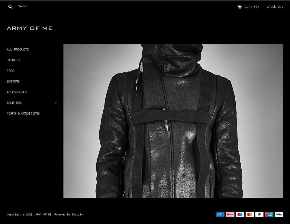 armyofmeshop.com shopify website screenshot