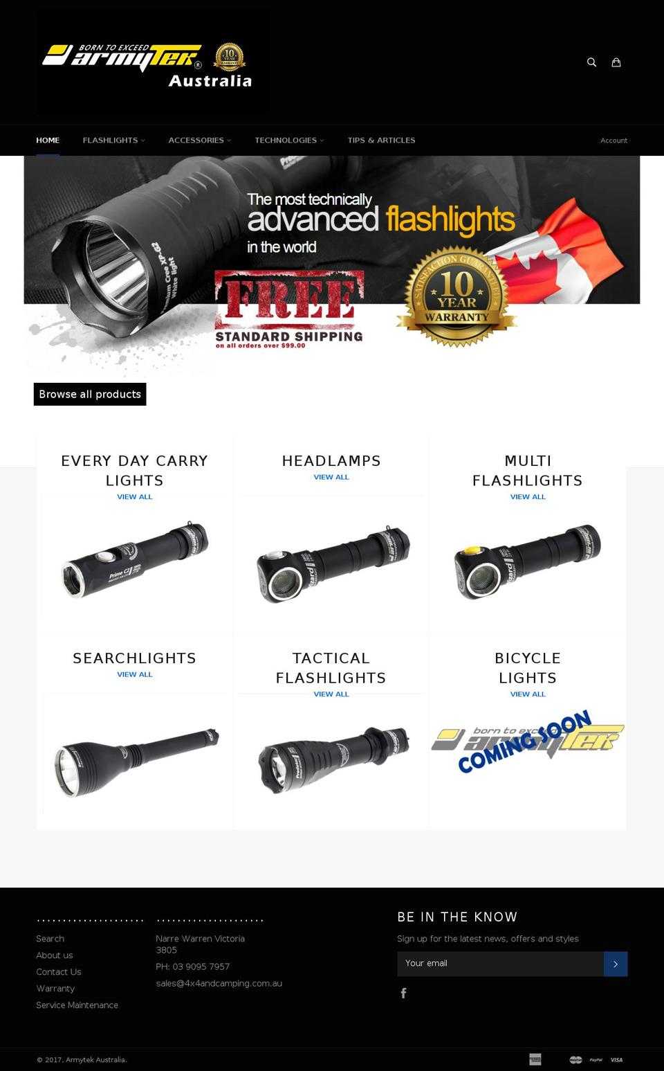 armytek.net.au shopify website screenshot