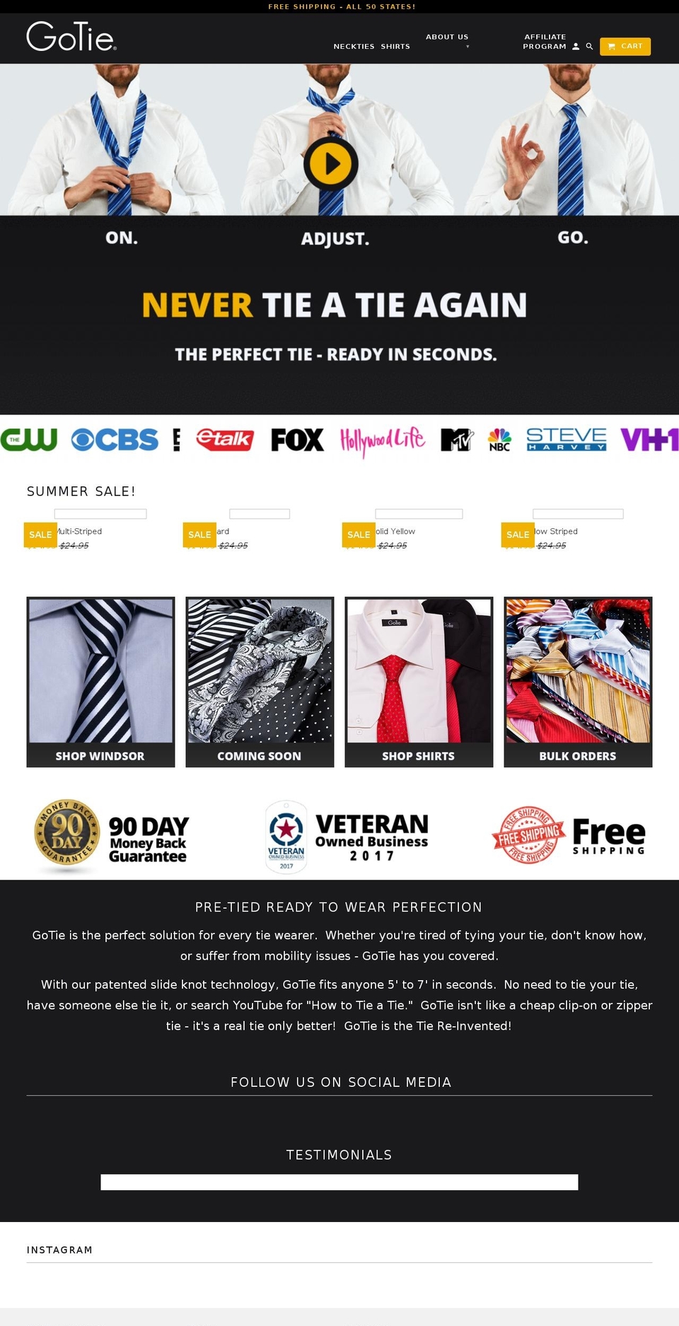 armytie.com — Shopify storefront screenshot