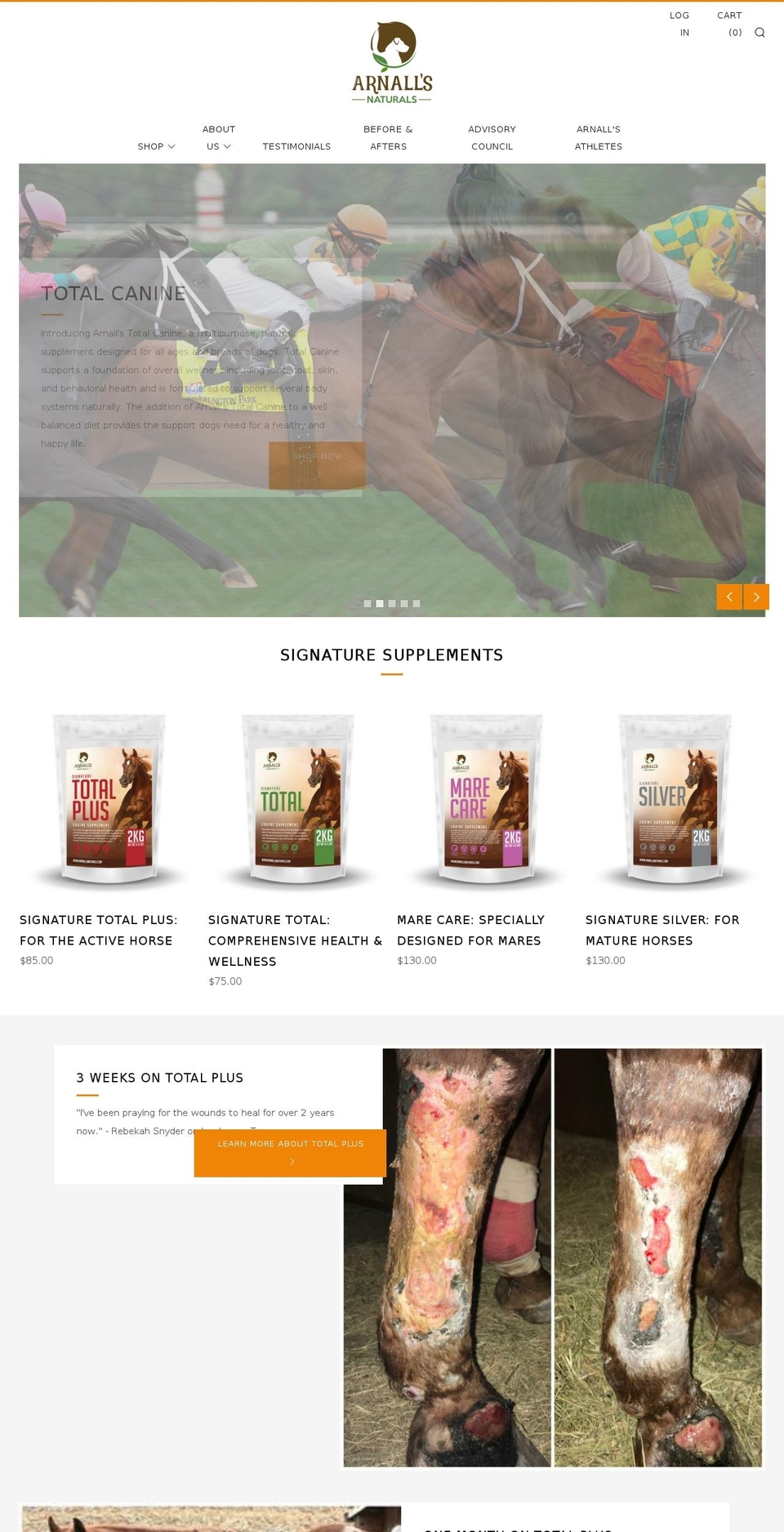 arnallsnaturals.com shopify website screenshot
