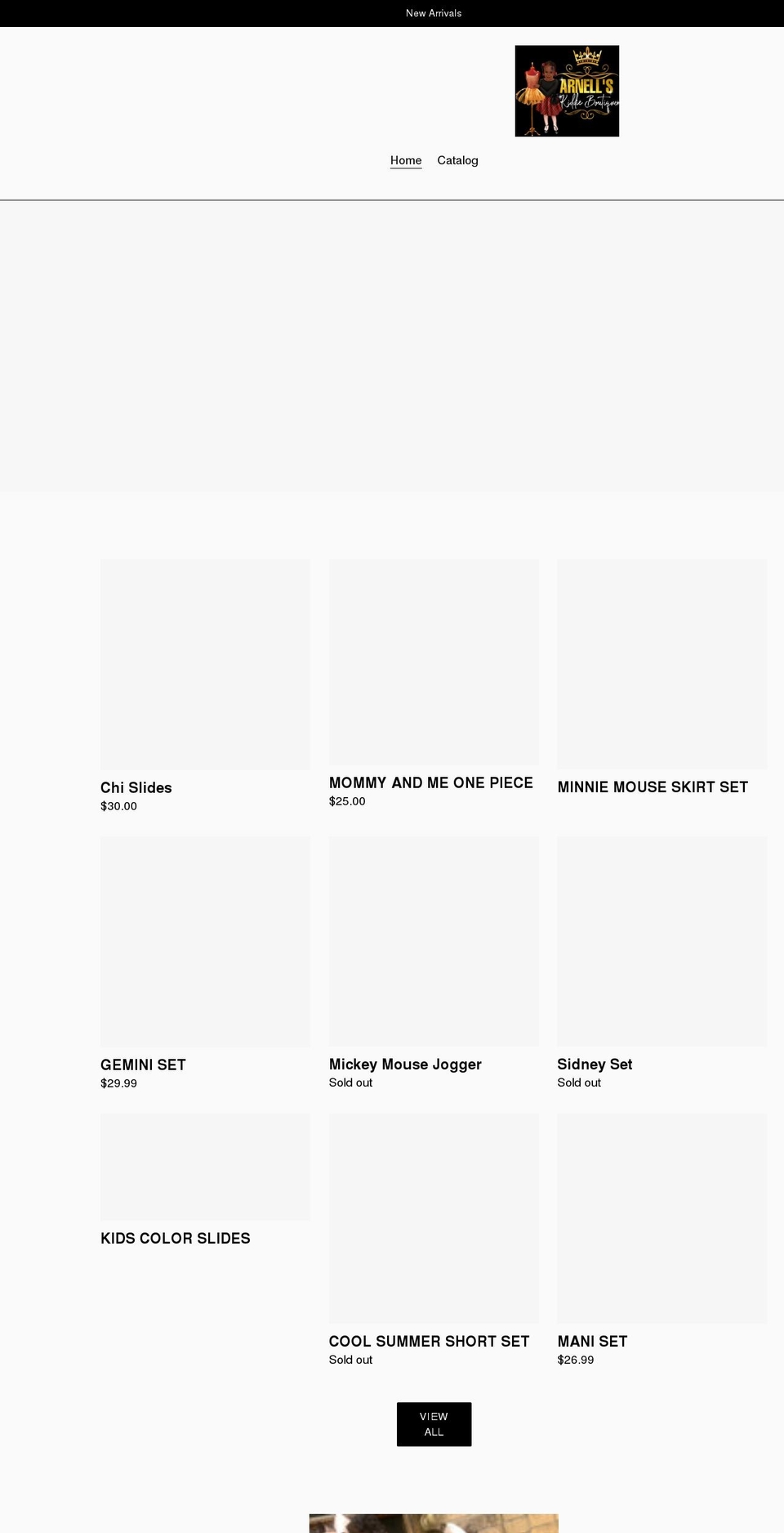 arnellskiddieboutique.com shopify website screenshot
