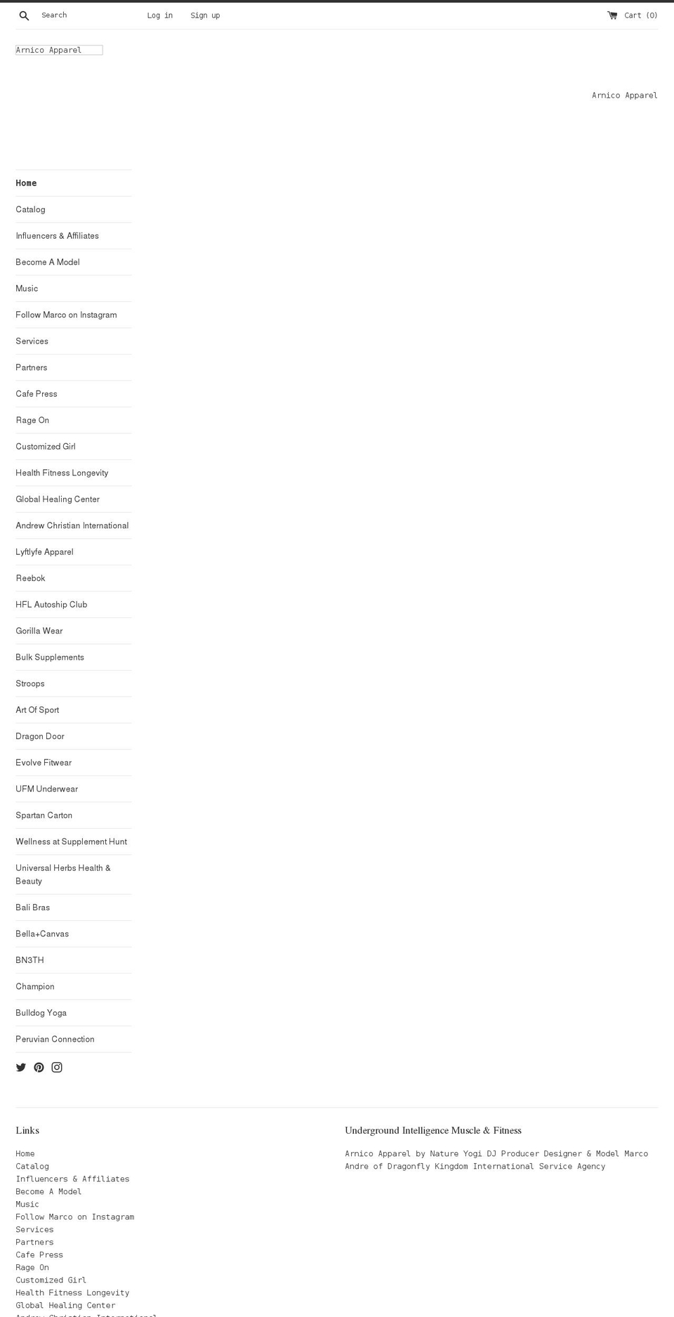 arnicoapparel.com shopify website screenshot