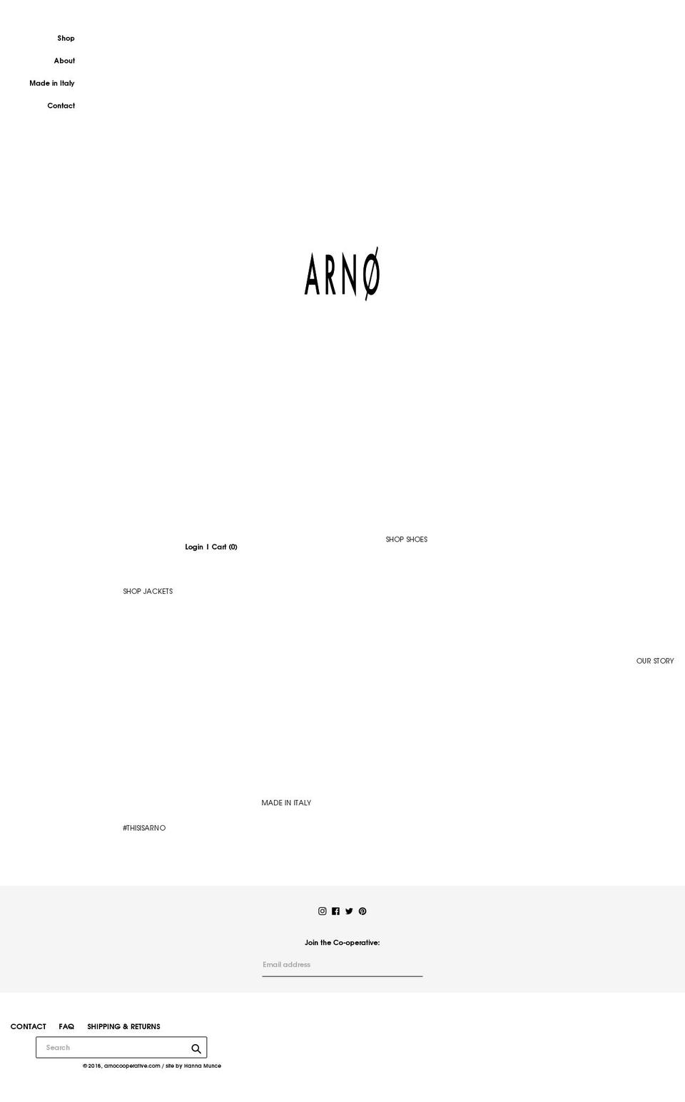 arnocooperative.com — Shopify storefront screenshot