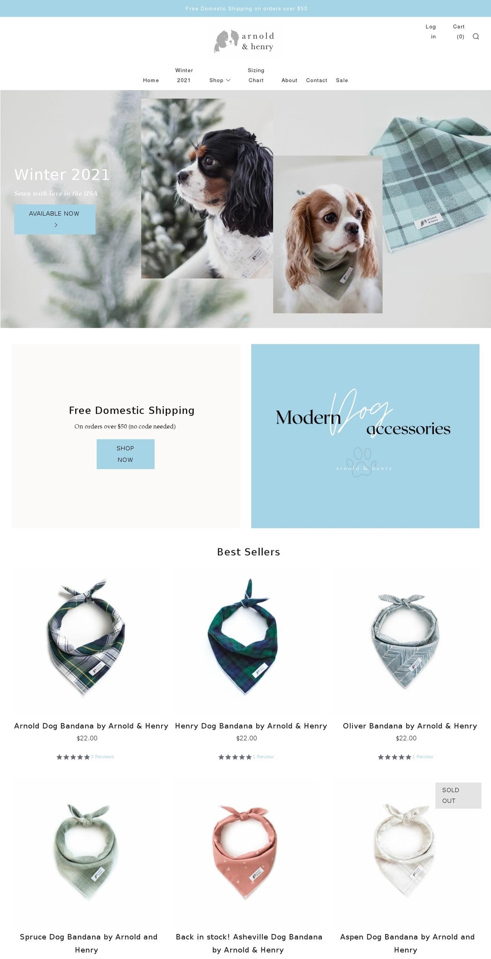 arnoldandhenry.com shopify website screenshot