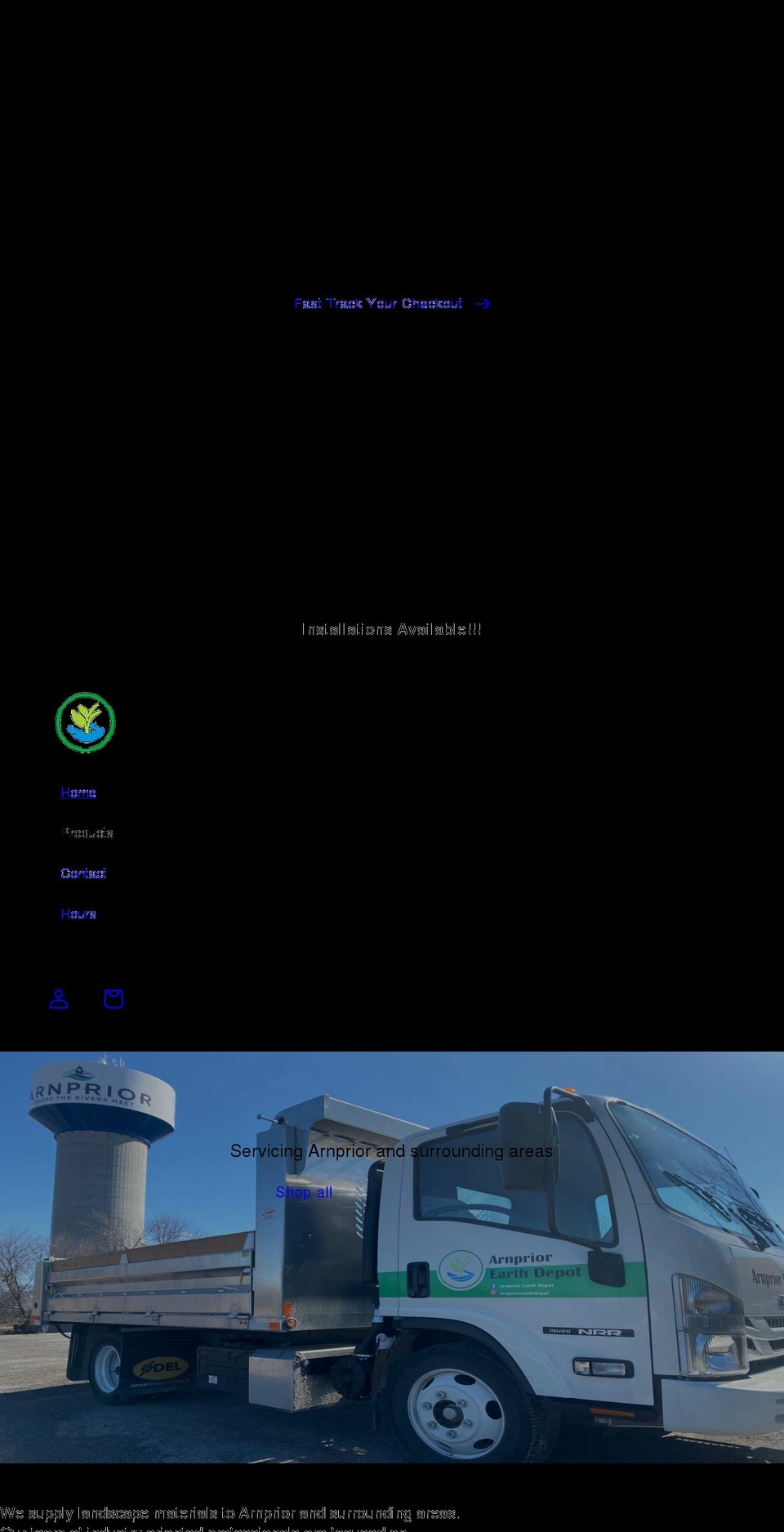 arnpriorearthdepot.com shopify website screenshot