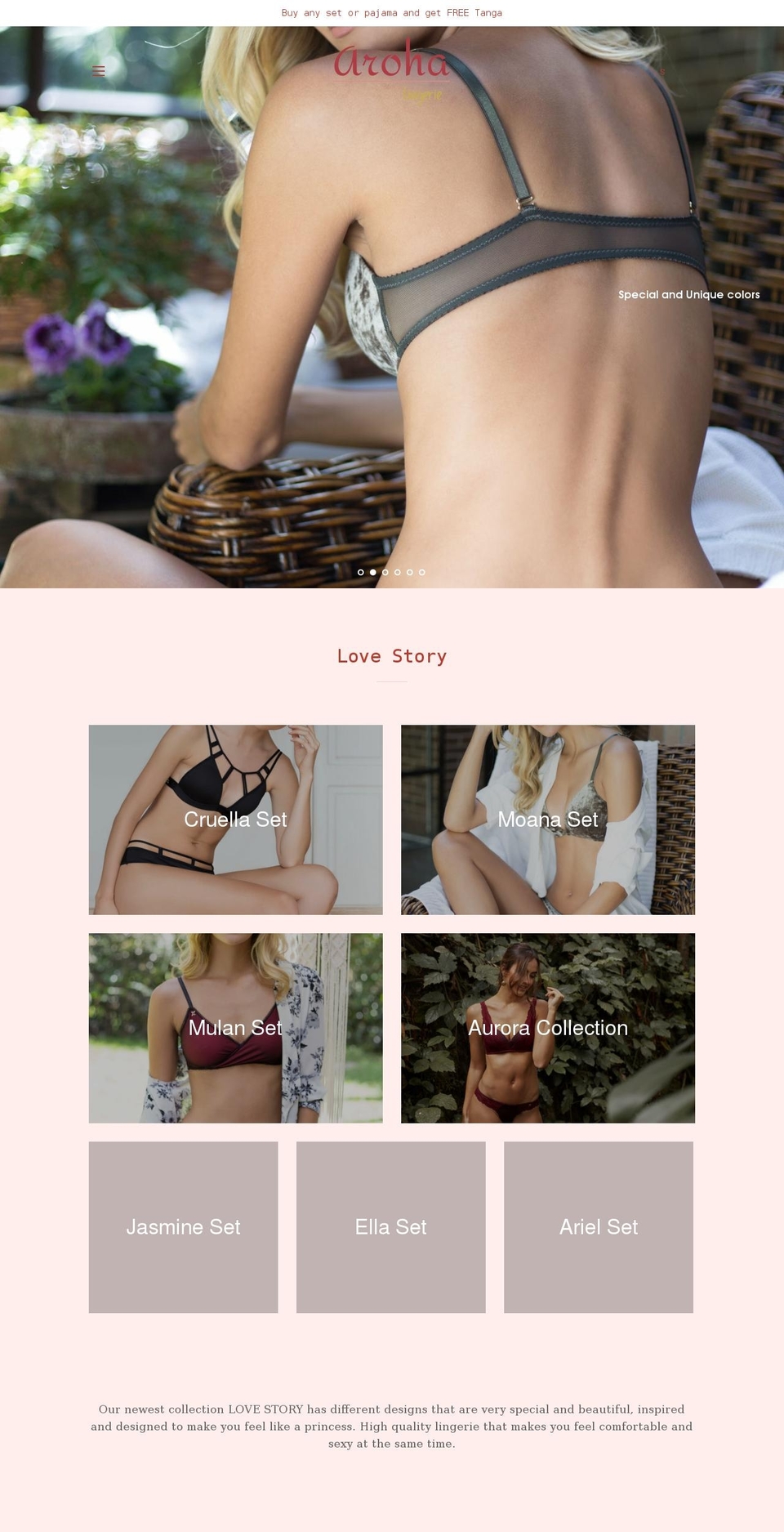 arohalingerie.com shopify website screenshot