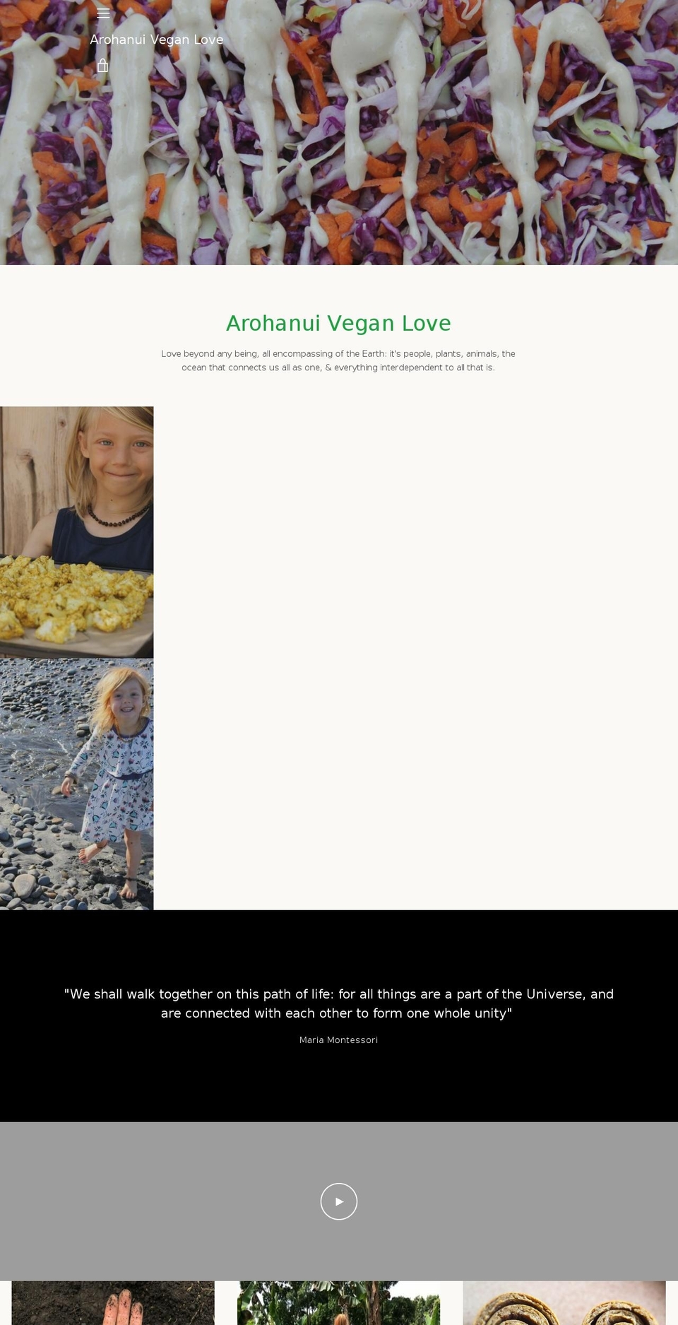 arohanuiveganlove.com — Shopify storefront screenshot