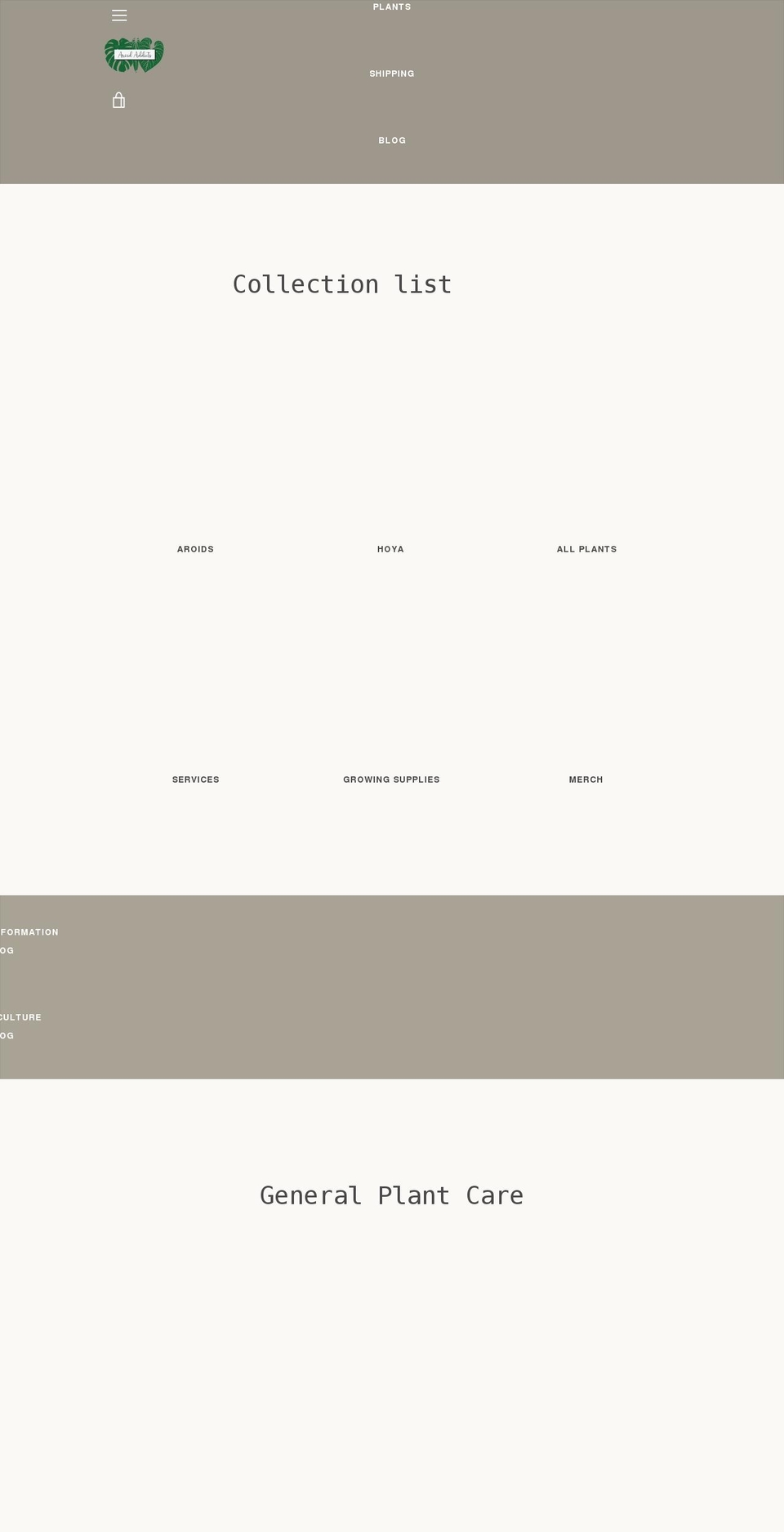 aroidaddictsllc.com shopify website screenshot