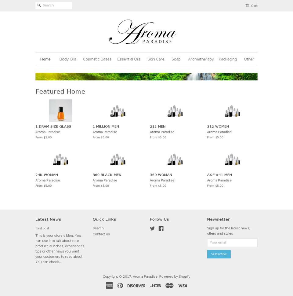 aroma-paradise.com shopify website screenshot