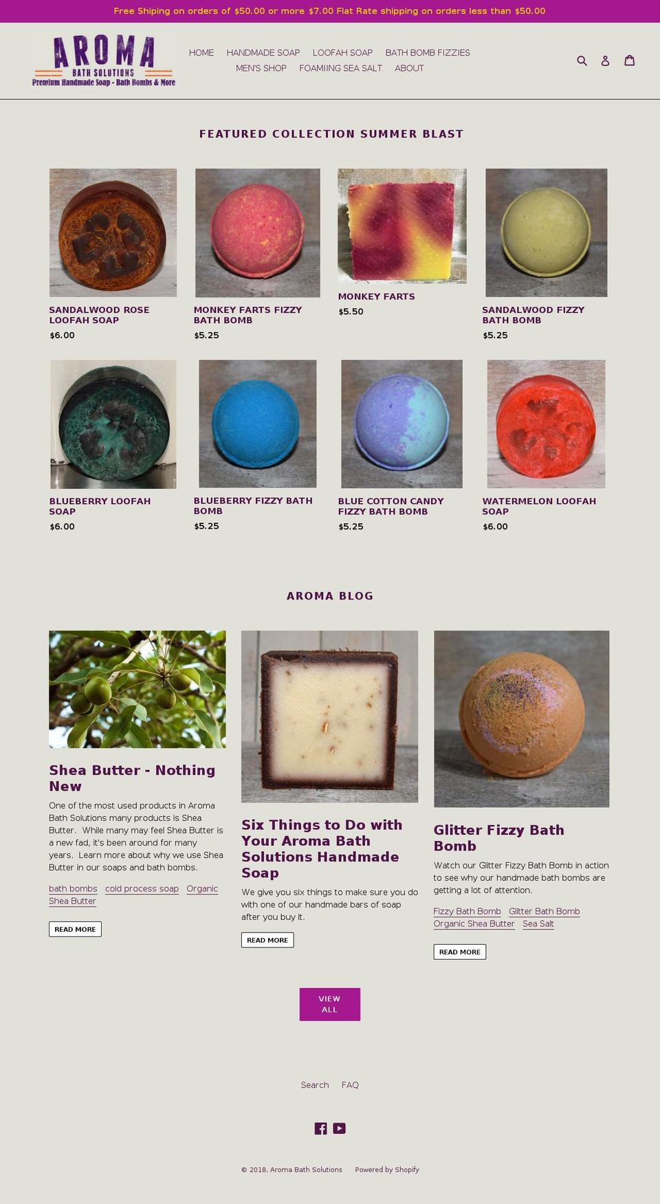 aromabathsolutions.com — Shopify storefront screenshot