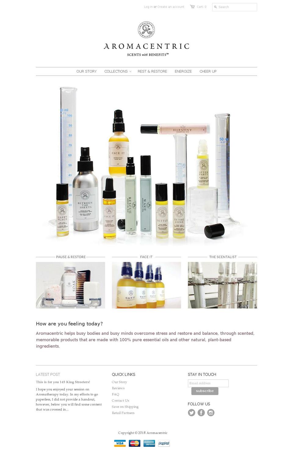 aromacentric.ca shopify website screenshot