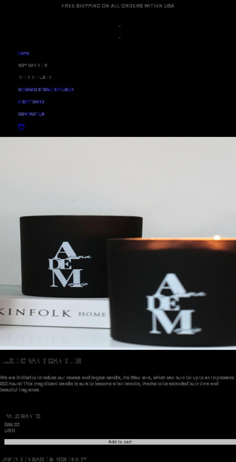 aromademerrie.com shopify website screenshot