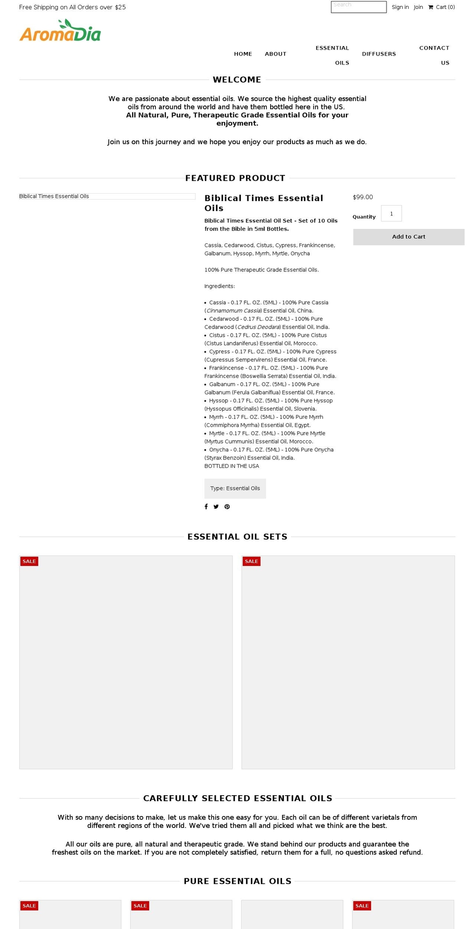 aromadia.com — Shopify storefront screenshot
