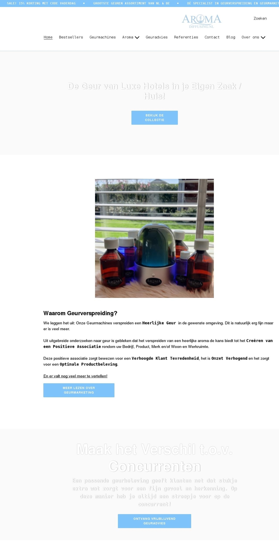 aromadiffusing.nl shopify website screenshot