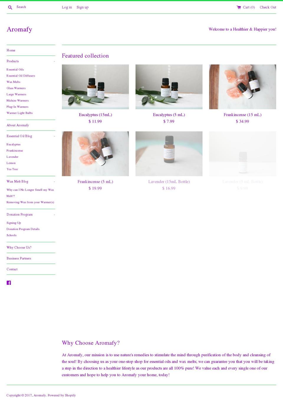 aromafy.net shopify website screenshot