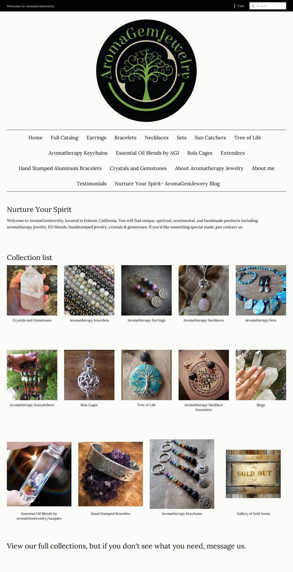 aromagemjewelry.net shopify website screenshot