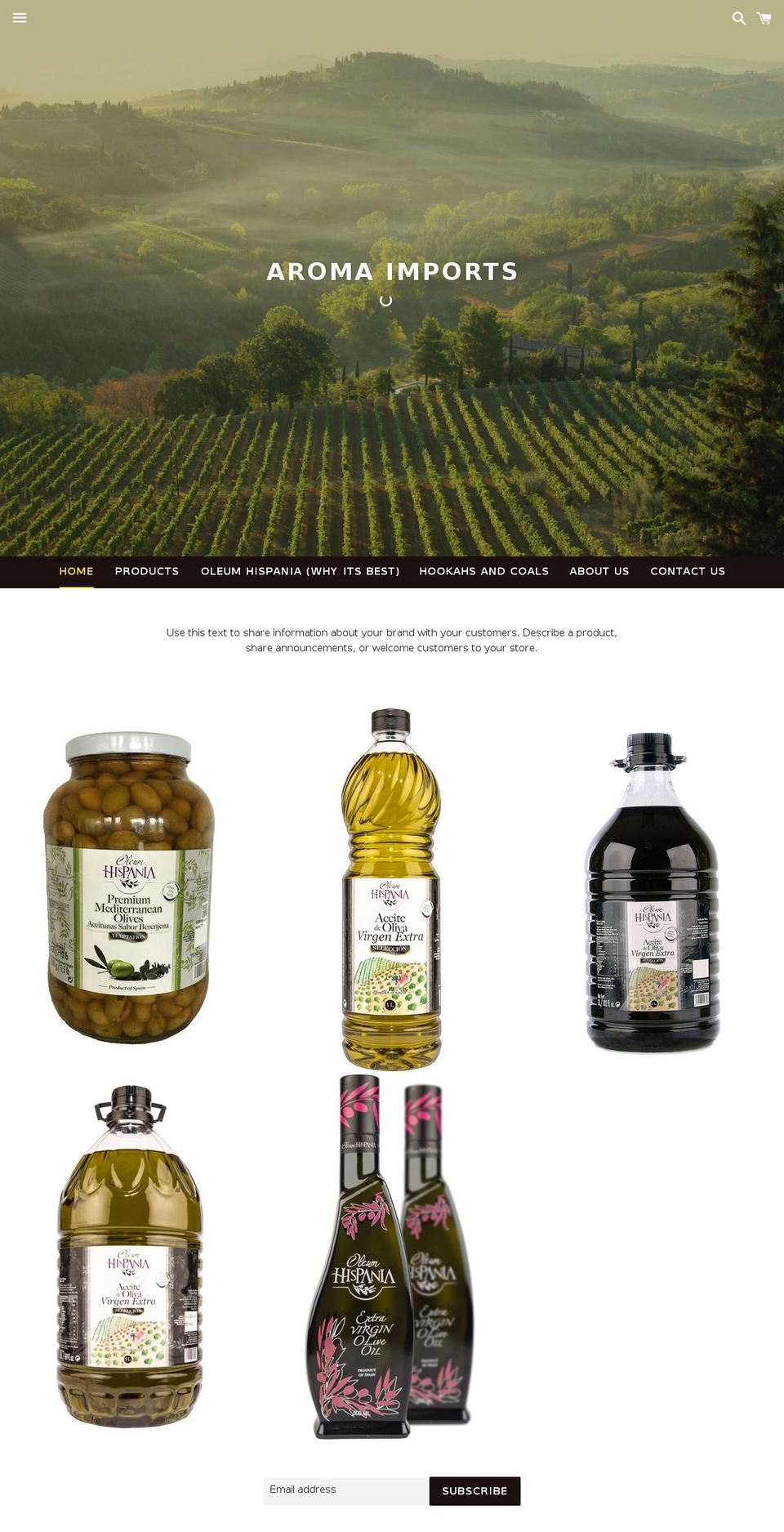aromaimportsinc.com shopify website screenshot