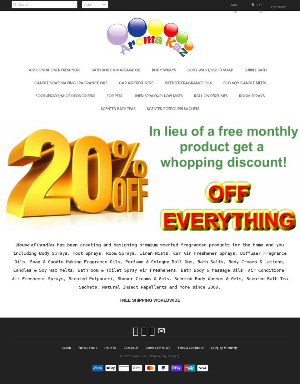 aromakaz.com shopify website screenshot