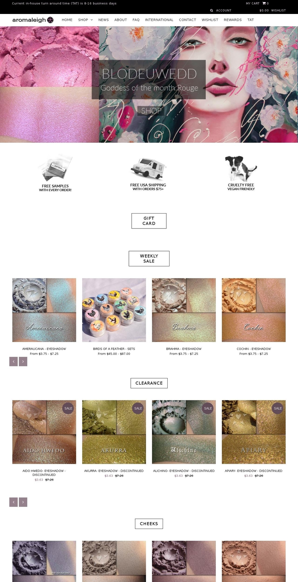 aromaleighcosmetics.com shopify website screenshot