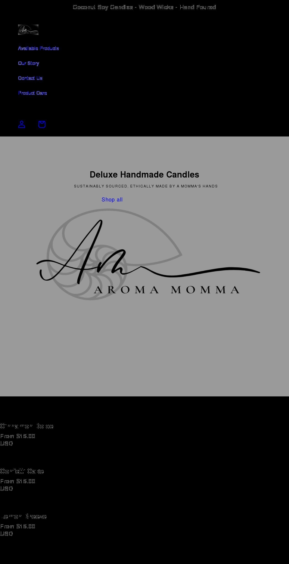 aromamomma.com shopify website screenshot