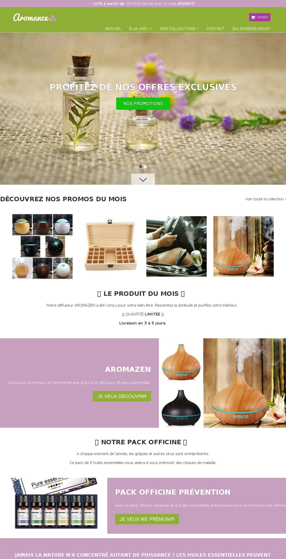 aromance.fr shopify website screenshot