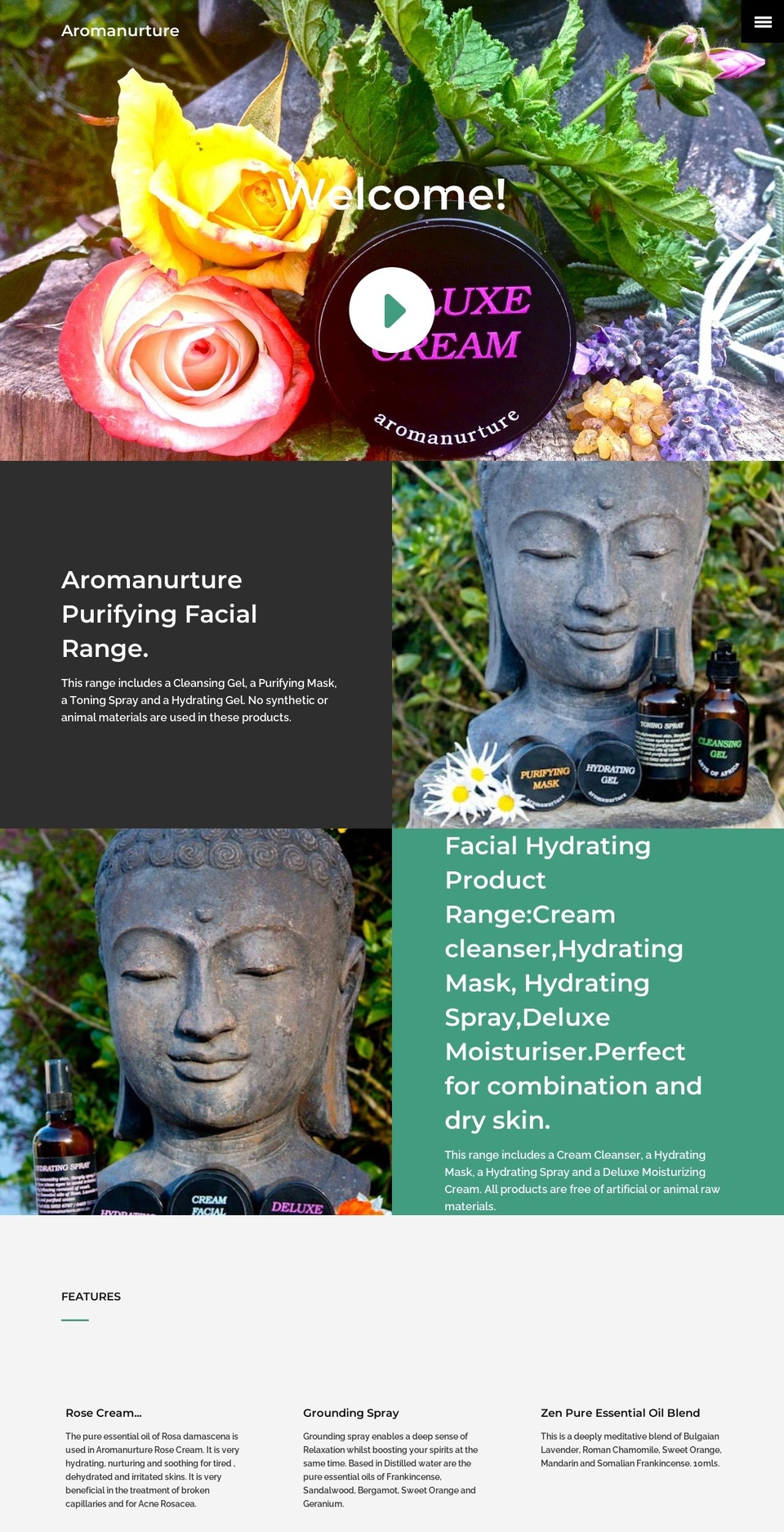 aromanurture.com.au shopify website screenshot