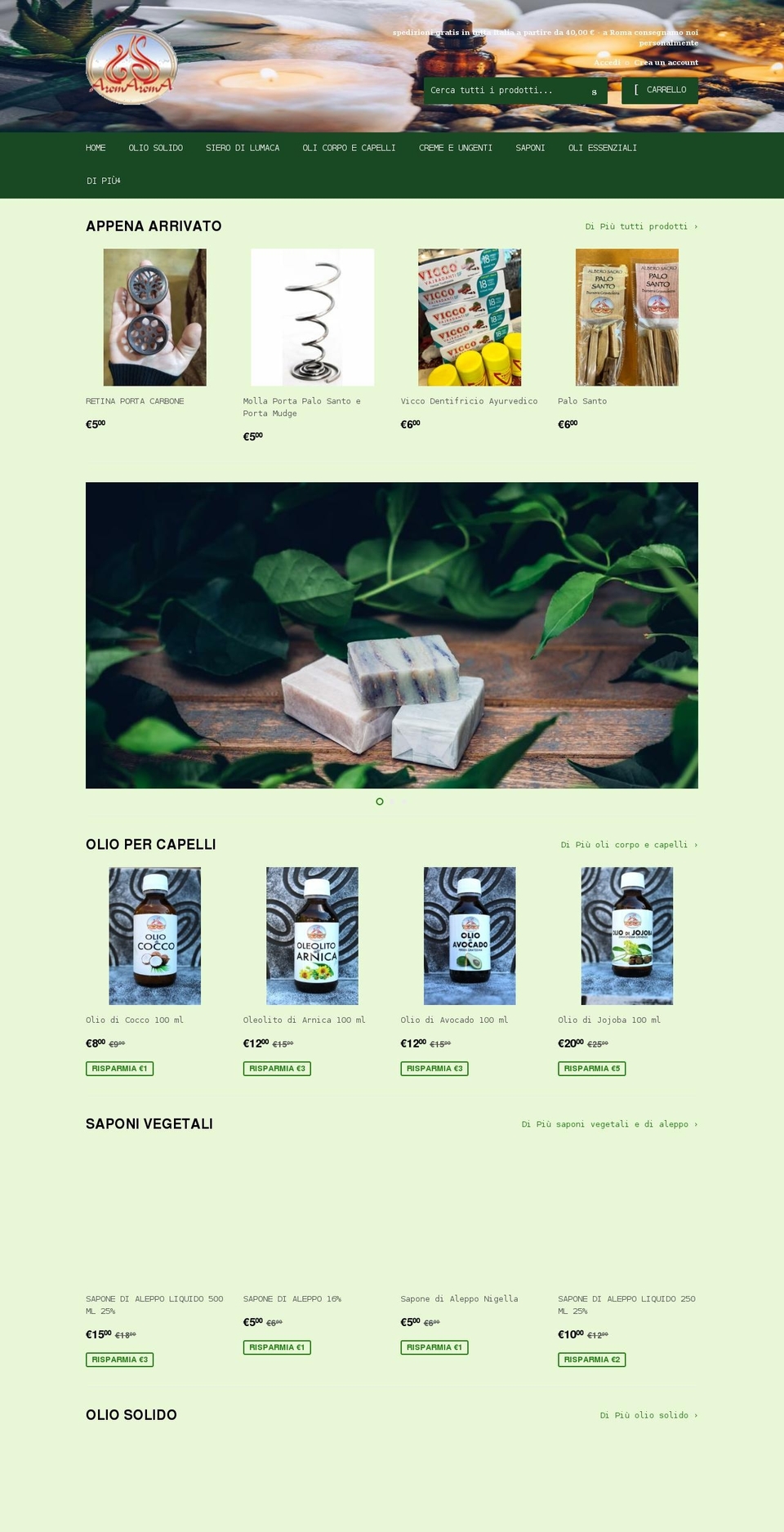 aromaroma.it shopify website screenshot