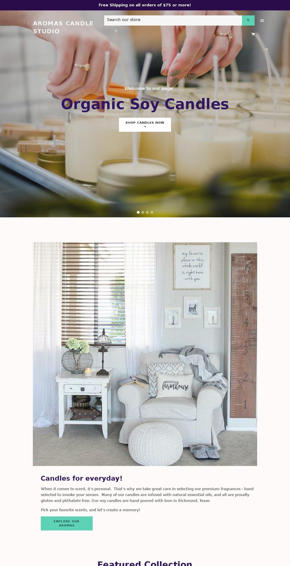 aromascandlestudio.net shopify website screenshot